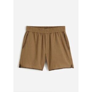 Madewell Blanket Stitch Shorts Mens Large Brown Cotton Linen Elastic Waist New